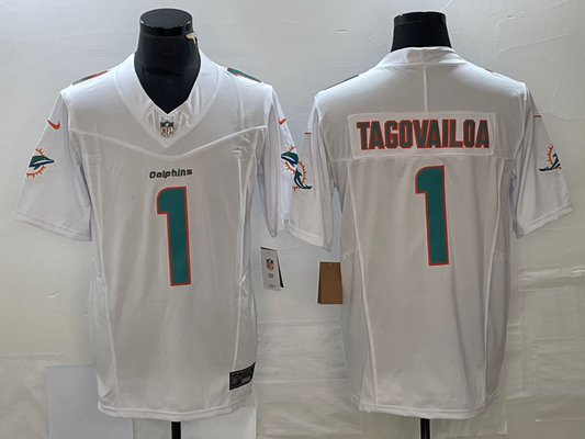 Men's Miami Dolphins Tua Tagovailoa #1 White Aqua Legend Jersey1