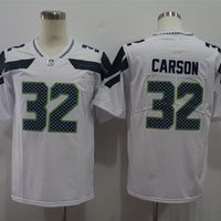 Men's Seattle Seahawks Chris Carson #32 White Game Jersey