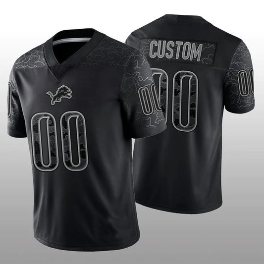 Custom1 Detroit Lions Black RFLCTV Limited Jersey1 Stitched American Football Jerseys