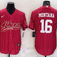 Men's San Francisco 49ers Joe Montana #16 Red Player Jersey1 Joint Edition