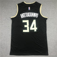 Men's Milwaukee Bucks Giannis Antetokounmpo #34 Black Replica Player Jersey1
