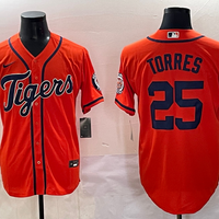 Men's Detroit Tigers Gleyber Torres #25 Orange Replica Player Jersey