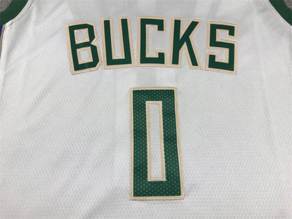 Men's Milwaukee Bucks Damian Lillard #0 White Fast Break Player Jersey1 - Association Edition