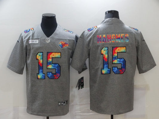 Men's Kansas City Chiefs Patrick Mahomes #15 Gray Game Player Jersey1