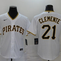 Men's Pittsburgh Pirates Roberto Clemente #21 White Replica Baseball Jersey1