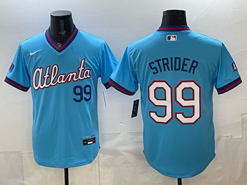 Men's Atlanta Braves Spencer Strider #99 Powder Blue 2026 City Connect Stadium Jersey