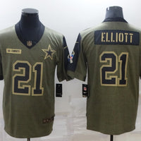 Men's Dallas Cowboys Ezekiel Elliott #21 Brown Player Game Jersey1