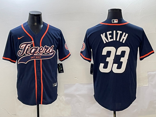 Men's Detroit Tigers Colt Keith #33 Navy Player Jersey1