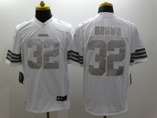Men's Cleveland Browns Jim Brown #32 White Game Jersey1