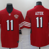 Men's San Francisco 49ers Brandon Aiyuk #11 Red 75th Anniversary Game Jersey1