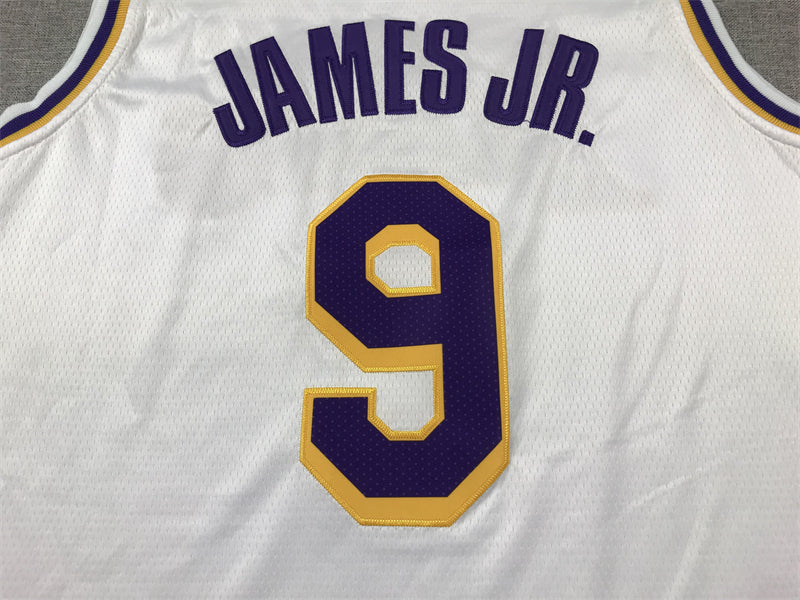 Men's Los Angeles Lakers Bronny James #9 White Swingman Player Jersey1 - Association Edition