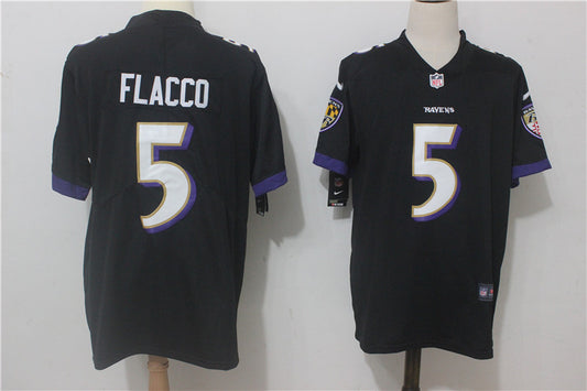 Men's Baltimore Ravens Joe Flacco #5 Black Game Jersey1