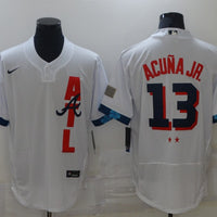 Men's Atlanta Braves Ronald Acuna Jr. #13 White ALL STAR Replica Jersey1