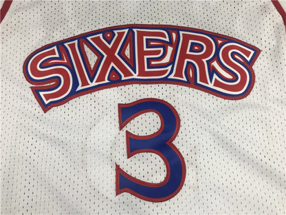 Men's Philadelphia 76ers Allen Iverson White Hardwood Classics Authentic Jersey1