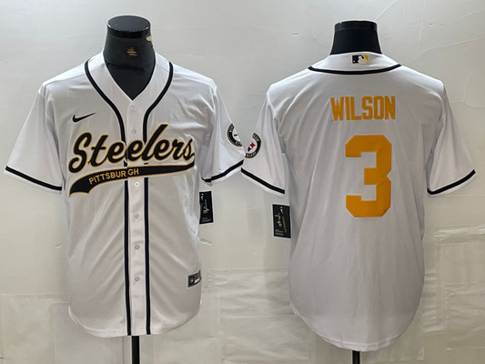 Men's Pittsburgh Steelers Russell Wilson #3 White Player Jersey1 Joint Edition