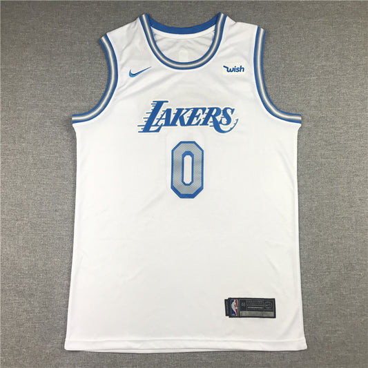 Men's Los Angeles Lakers Russell Westbrook #0 White 2020/21 Swingman Jersey1