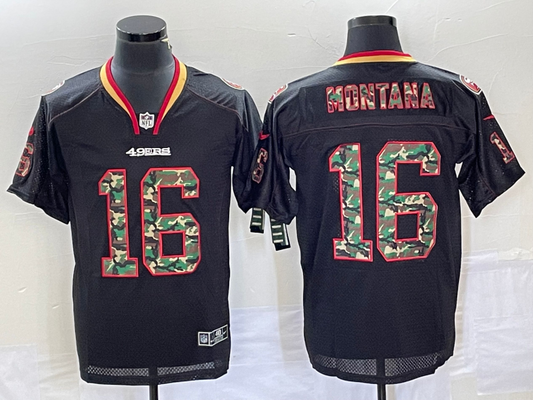 Men's San Francisco 49ers Joe Montana #16 Black Player Jersey1