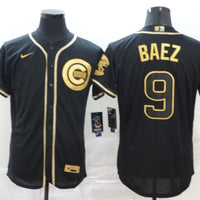 Men's Chicago Cubs Javier Baez #9 Black Stitched Jersey1