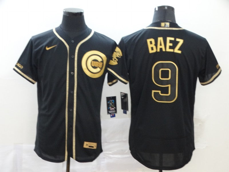 Men's Chicago Cubs Javier Baez #9 Black Stitched Jersey1