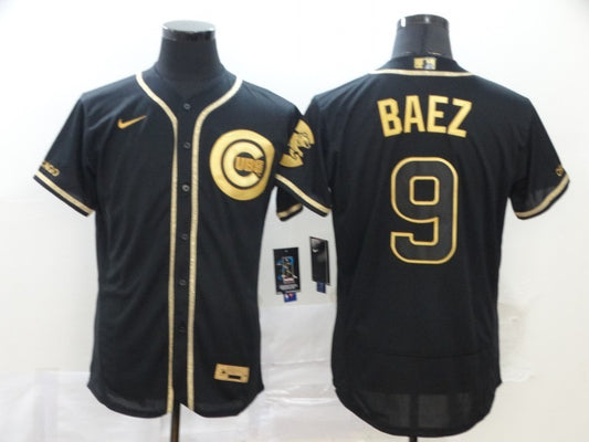 Men's Chicago Cubs Javier Baez #9 Black Stitched Jersey1