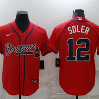 Men's Atlanta Braves Jorge Soler #12 Red Replica Player Jersey1