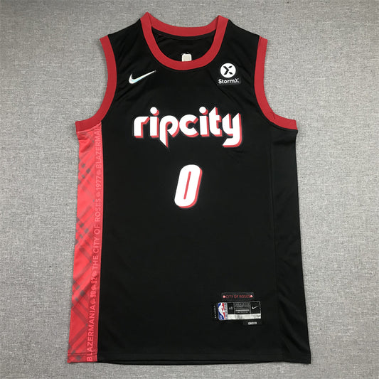 Men's Portland Trail Blazers Damian Lillard Black Swingman Jersey1 - City Edition