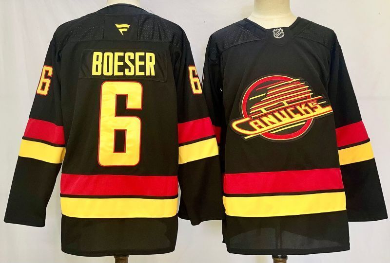 Men's Vancouver Canucks Brock Boeser #6 Fanatics Black Alternate Premium Jersey