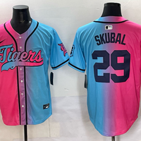 Men's Detroit Tigers Tarik Skubal #29 Pink/Blue Player Jersey
