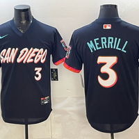 Men's San Diego Padres Jackson Merrill #3 Obsidian 2026 City Connect Stadium Jersey