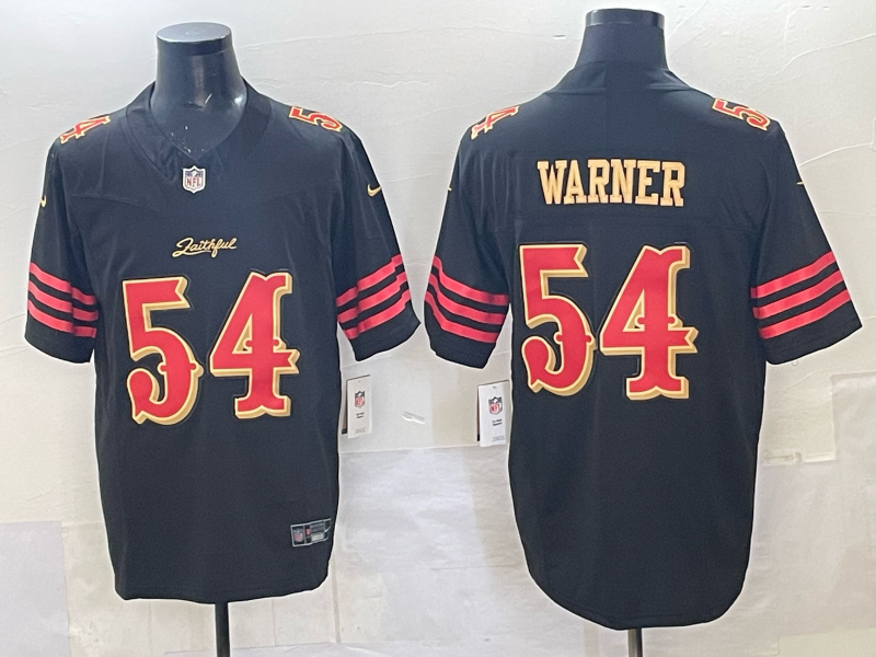 Men's San Francisco 49ers Fred Warner #54 Black 2025 Rivalries Collection Game Jersey