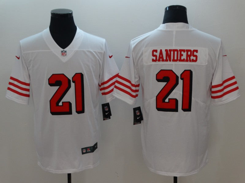 Men's San Francisco 49ers Deion Sanders #21 White Game Player Jersey1