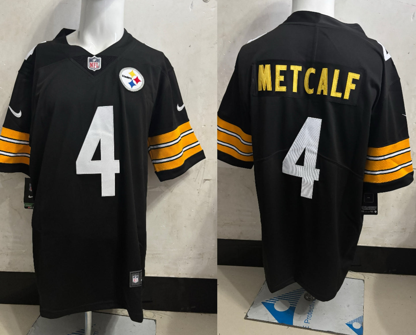 Men's Pittsburgh Steelers DK Metcalf #4 Black Player Game Jersey