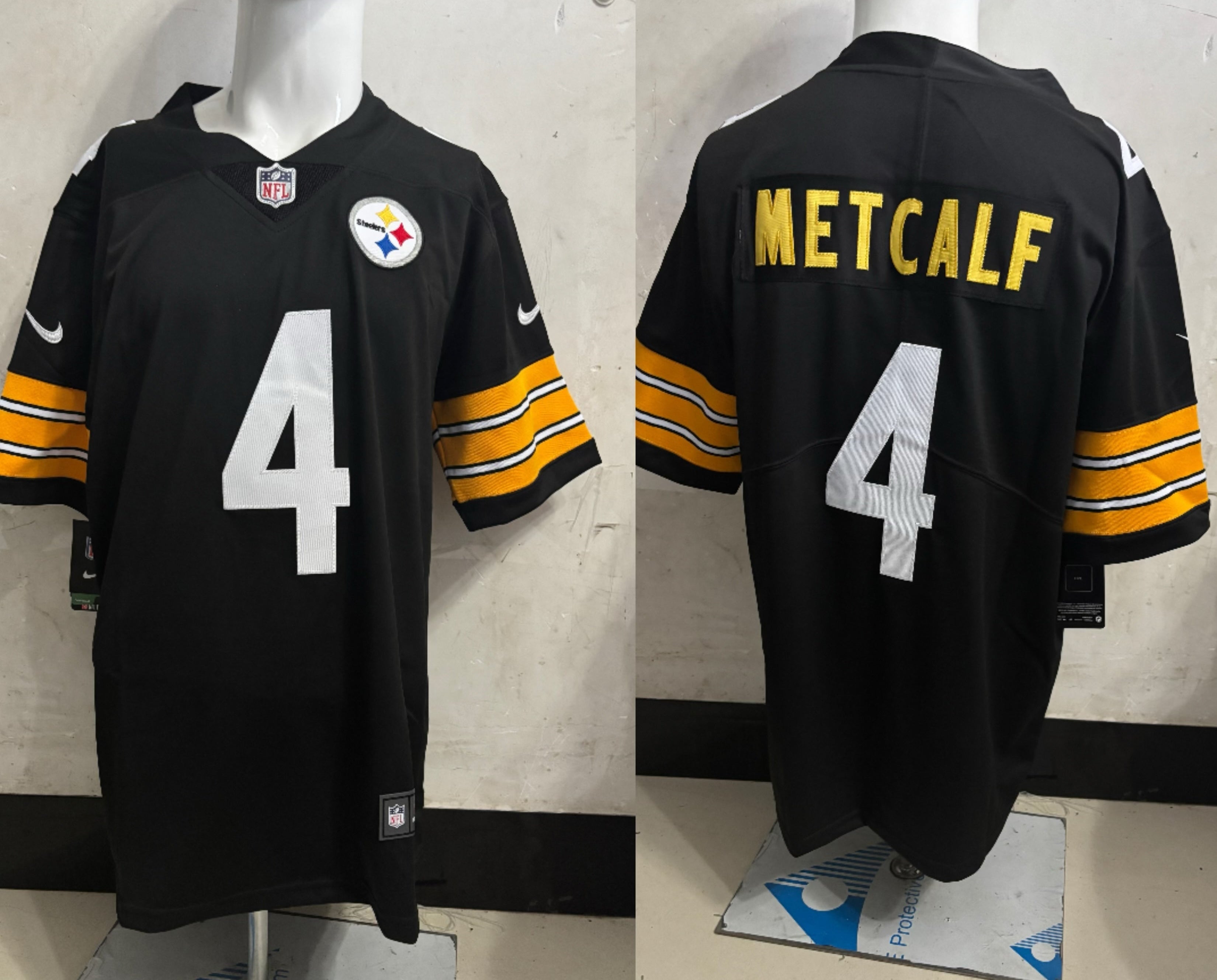Men's Pittsburgh Steelers DK Metcalf #4 Black Player Game Jersey