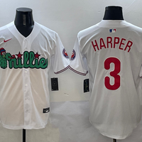 Men's Philadelphia Phillies Bryce Harper #3 White Game Jersey1