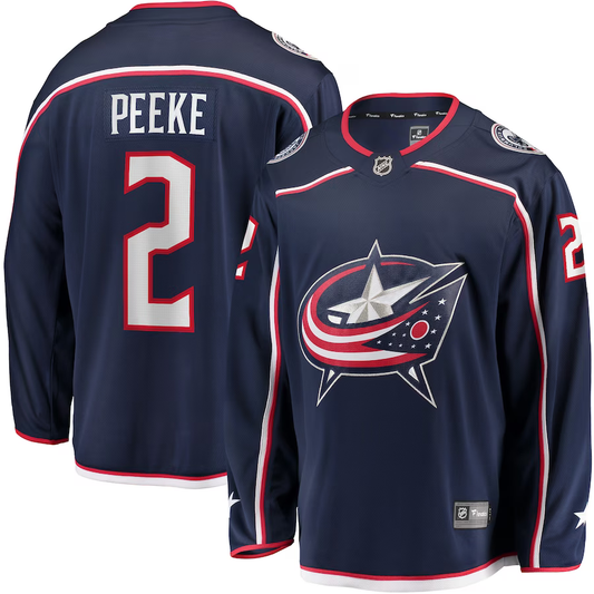 Men's Columbus Blue Jackets Andrew Peeke #2 Navy Home Breakaway Player Jersey1