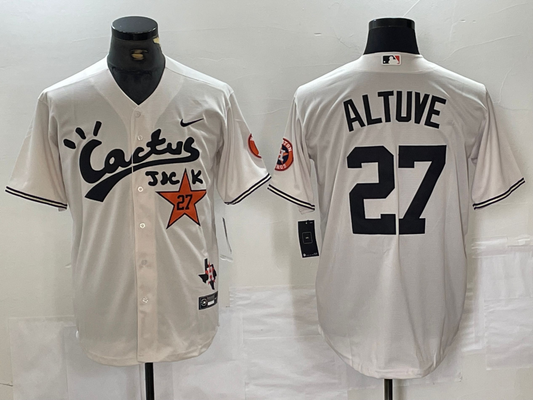 Men's Houston Astros Jose Altuve #27 White Limited Player Jersey1