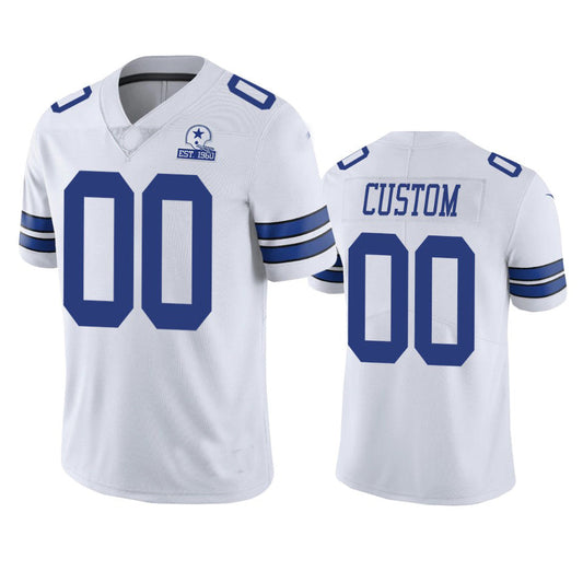 Custom1 Dallas Cowboys White 60th Anniversary Vapor Limited Jersey1 Stitched Jersey1 Football Jerseys
