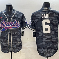 Men's New York Giants Jaxson Dart #6 Grey Camouflage Game Jersey