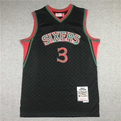 Men's Philadelphia 76ers Allen Iverson Black 1996-97 Hardwood Classics Jersey1