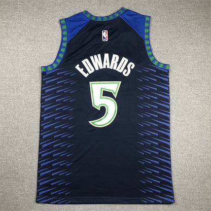 Men's Minnesota Timberwolves Anthony Edwards #5 Blue Swingman Jersey1 - City Edition