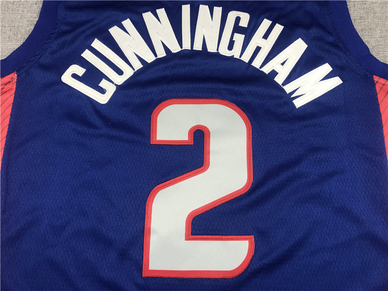 Men's Detroit Pistons Cade Cunningham Blue 2020/21 Swingman Fashion Jersey1