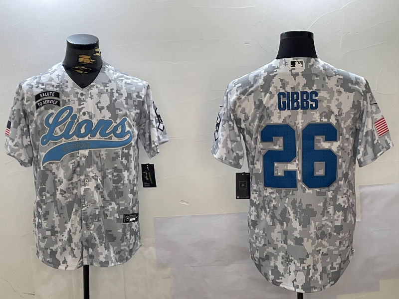 Jahmyr Gibbs #26 Detroit Lions Arctic Camo 2024 Salute to Service Jersey - JerseysFreak