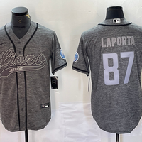 Men's Detroit Lions Sam LaPorta #87 Gray Game Jersey1 Joint Edition