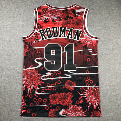 Men's Chicago Bulls Dennis Rodman #91 Year of Rabbit Edition Hardwood Classics Swingman Jersey1