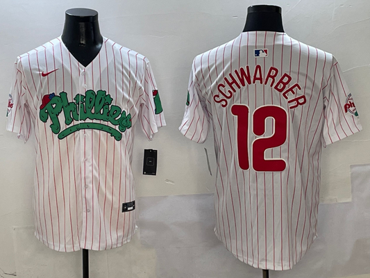 Men's Philadelphia Phillies Kyle Schwarber #12 White Player Jersey1