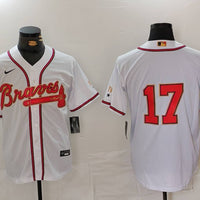 Men's Atlanta Braves Danny Bautista #17 White Limited Player Jersey1