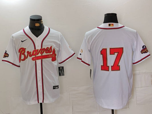 Men's Atlanta Braves Danny Bautista #17 White Limited Player Jersey1