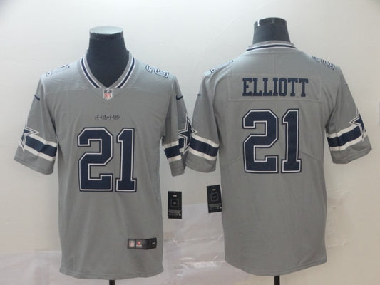Men's Dallas Cowboys Ezekiel Elliott #21 Gray Inverted Legend Jersey1