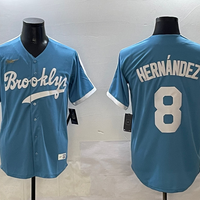Men's Los Angeles Dodgers Enrique Hernandez #8 Light Blue Cooperstown Collection Limited Player Jersey1