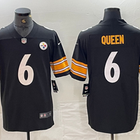 Men's Pittsburgh Steelers Patrick Queen #6 Black Game Jersey1